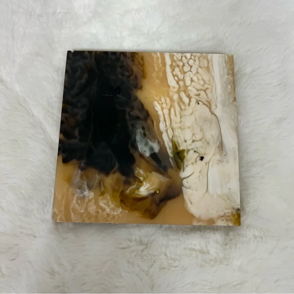 WEST ELM CORDAI SQUARE RESIN COASTERS SET OF 4 IN BROWN